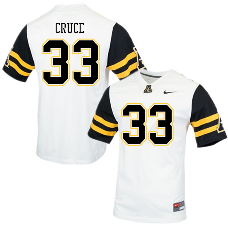 Men #33 Logan Cruce Appalachian State Mountaineers College Football Jerseys Sale-White - Click Image to Close